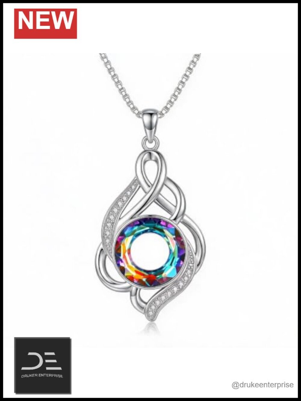Infinity Austrian Crystal Pendant Necklace for Women